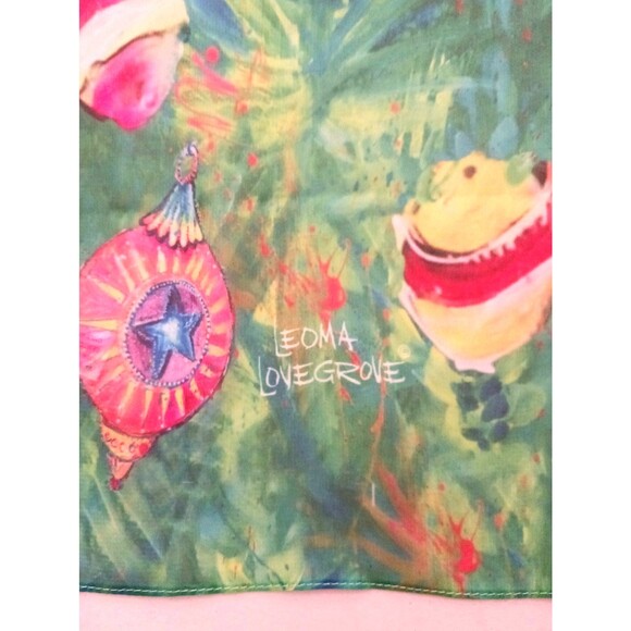 NEW Leoma Lovegrove XMAS Flamingo Bright Colorful Scarf/Wrap 24X64 Rolled Edge - Picture 2 of 4